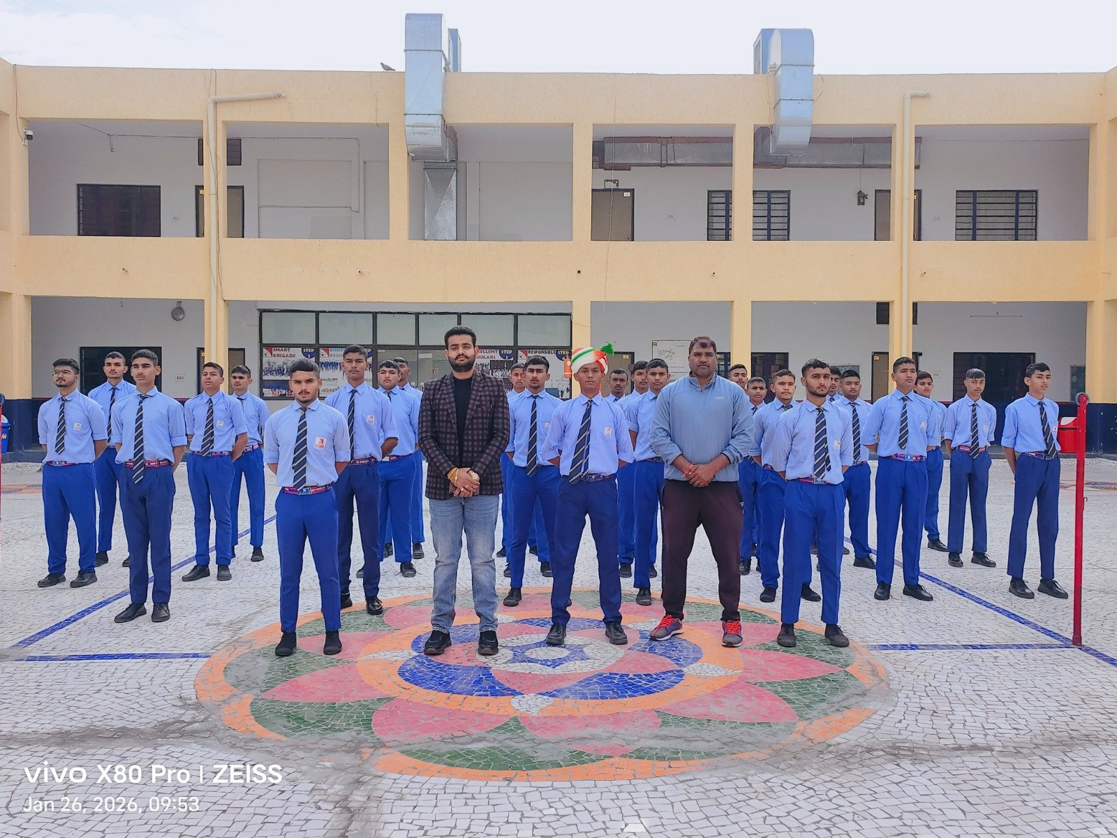 School Building & Morning Assembly